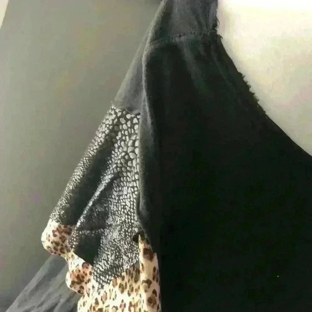 Super Cool Free People Black / Leopard T Shirt - Picture 6 of 8